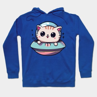 Cute Kawaii Cat in UFO Hoodie